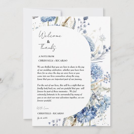 フローラルウェルカムとありがとうウェディングゲストテーブル サンキューカード (正面)