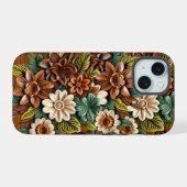 フローラルウッド iPhone 15ケース (裏面横)