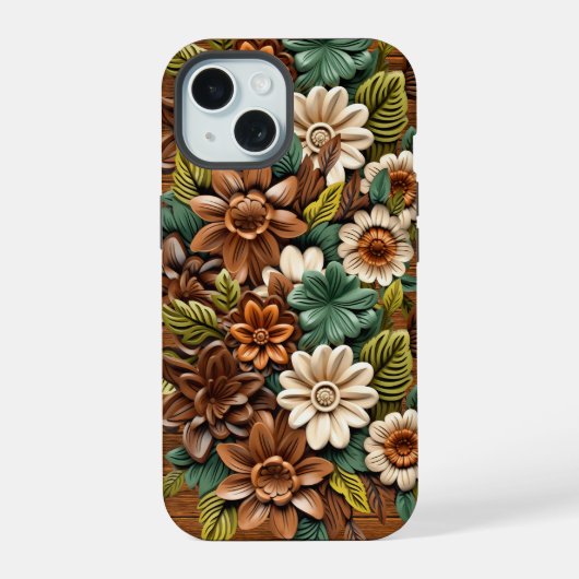 フローラルウッド iPhone 15ケース (裏面)