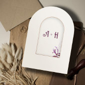 フローラルエレガントアーチイスラム教式ウェディングモノグラム 招待状