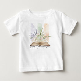 フローラルオープンブックウォーターカラーアート ベビーTシャツ