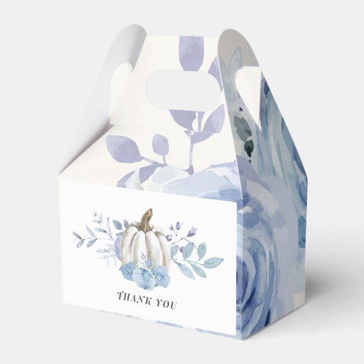 フローラルカボチャ赤ちゃんシャワー水彩ブルーライラック フェイバーボックス (裏面サイド)