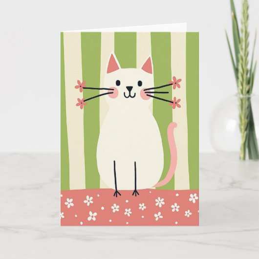 フローラルキャット誕生日カード カード (正面)