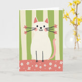 フローラルキャット誕生日カード カード (黄色い花)
