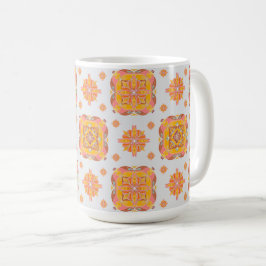フローラルグリッド コーヒーマグカップ