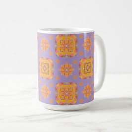 フローラルグリッド コーヒーマグカップ