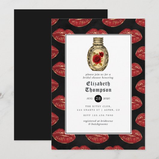 フローラルゴシック ブライダルシャワー 招待状 (正面/裏面)