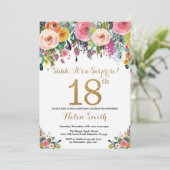 フローラルサプライズ 18歳の誕生日招待状 ゴールド 招待状 (スタンド正面)