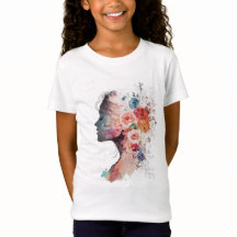 フローラルシルエット 女性 Tシャツ