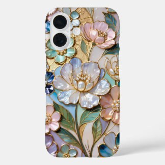 フローラルステンドグラス風スマホケース エレガント iPhone 16ケース