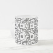 フローラルタイル幾何学模様 コーヒー フロストグラスマグカップ (正面左)