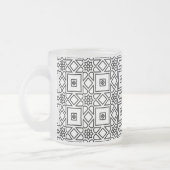フローラルタイル幾何学模様 コーヒー フロストグラスマグカップ (左)