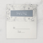 フローラルダスティブルーの結婚式用席札 プレイスカード (外部開封)