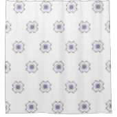 フローラルックフラクタルアートパープルと金ゴールドタイル シャワーカーテン (正面)