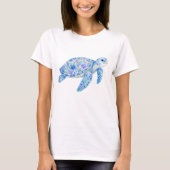 フローラルテーマシー・タートル・ポタリーアート Tシャツ (正面)