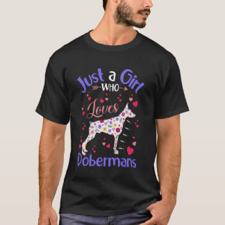 フローラルドッグ ガールズ 女性 ドーベルマン好き女子 Tシャツ