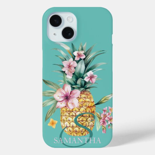 フローラルパイナップル ミントグリーン Case-Mate iPhoneケース (裏面)