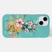 フローラルパイナップル ミントグリーン Case-Mate iPhoneケース (裏面 (横))