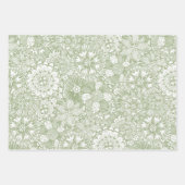フローラルパターエレガントンシックセージ緑 ラッピングペーパーシート (正面)