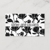 フローラルパターエレガントン白黒シックな花 名刺 (正面)