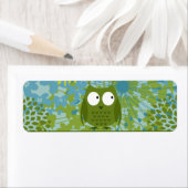 フローラルパターンのハートリボンのかわいいフクロウ ラベル (インサイチュ)