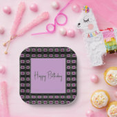 フローラルパターンアクセント付き正方形 ペーパープレート (パーティー)