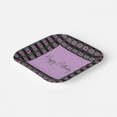 フローラルパターンアクセント付き正方形 ペーパープレート (傾斜あり)