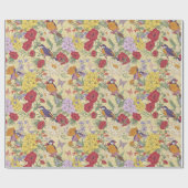 フローラルパターンアジサイ薄紫ブルーベルバード ラッピングペーパー (フラット)