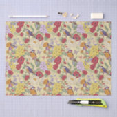 フローラルパターンアジサイ薄紫ブルーベルバード 薄葉紙 (クラフト)