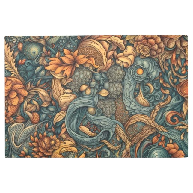 フローラルパターンアートプリント-自然デコール メタルプリント (正面)