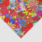 フローラルパターンイエローブルーパープルグリーンレッド 薄葉紙 (詳細)