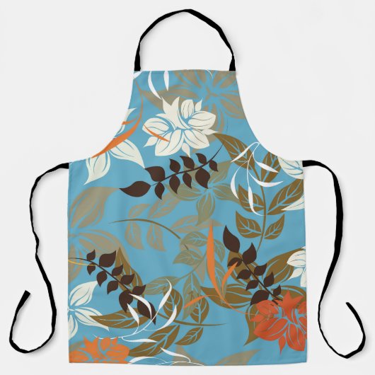 フローラルパターンイラストレーション：シームレスなヴィンテージバック エプロン (正面)