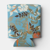 フローラルパターンイラストレーション：シームレスなヴィンテージバック 缶クーラー (裏面)