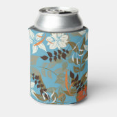 フローラルパターンイラストレーション：シームレスなヴィンテージバック 缶クーラー (缶裏面)