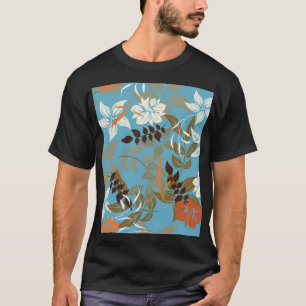 フローラルパターンイラストレーション:シームレスなヴィンテージバック Tシャツ