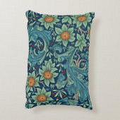 フローラルパターンウィリアムモリスレッドイエローブルーグリー アクセントクッション (裏面(縦))