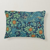 フローラルパターンウィリアムモリスレッドイエローブルーグリー アクセントクッション (裏面)