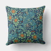 フローラルパターンウィリアムモリスレッドイエローブルーグリー クッション (裏面)