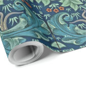 フローラルパターンウィリアムモリスレッドイエローブルーグリー ラッピングペーパー (ロールコーナー)