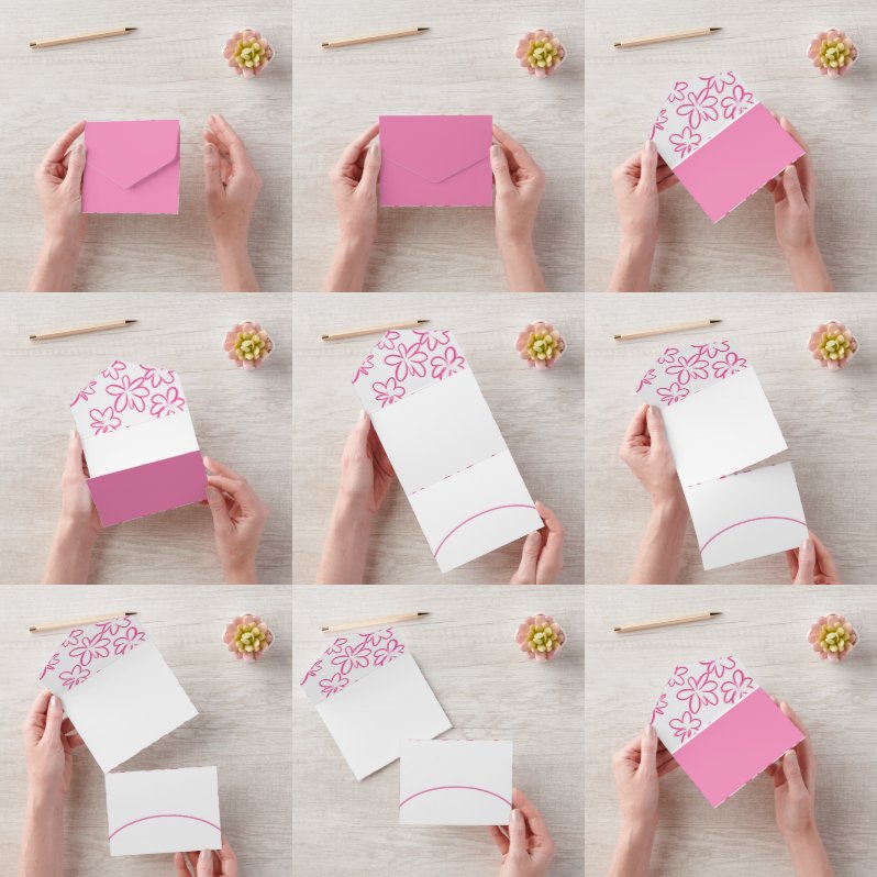 フローラルパターンカーマグネット オールインワン招待状