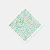 フローラルパターンクラシックグリーントーンA02.bオフ白 スタンダードカクテルナプキン (角)