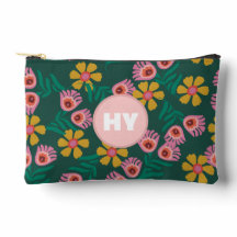 フローラルパターングリーンかわいいモノグラム化粧品