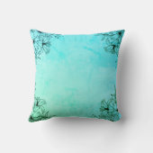 フローラルパターングリーンスタイリッシュブラック クッション (裏面)