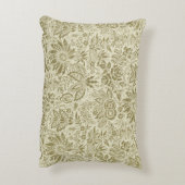 フローラルパターングリーンセージアンティークダマスク アクセントクッション (裏面(縦))