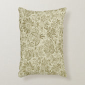 フローラルパターングリーンセージアンティークダマスク アクセントクッション (正面(垂直))