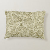 フローラルパターングリーンセージアンティークダマスク アクセントクッション (裏面)