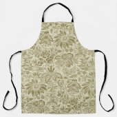 フローラルパターングリーンセージアンティークダマスク エプロン (正面)