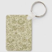 フローラルパターングリーンセージアンティークダマスク キーホルダー (裏面)