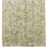 フローラルパターングリーンセージアンティークダマスク シャワーカーテン (正面)