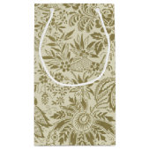 フローラルパターングリーンセージアンティークダマスク スモールペーパーバッグ (裏面)